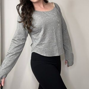 Ethona Gray Lightweight Athletic Long Sleeve Sweatshirt Top NEW With Tags